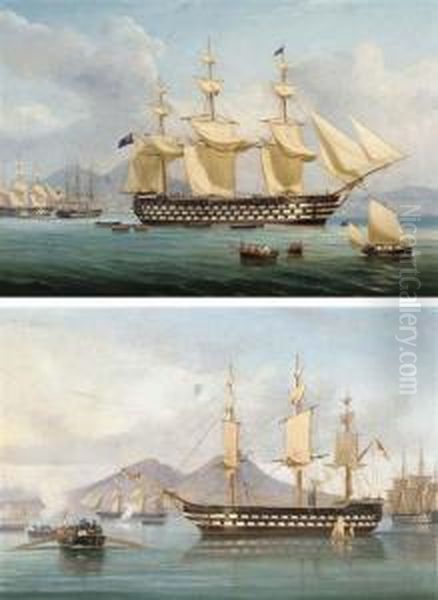 A Squadron Of Ships Of The Royal
Navy's Mediterranean Fleet Lyingin Naples Bay During A Courtesy Visit
To Naples - view 1