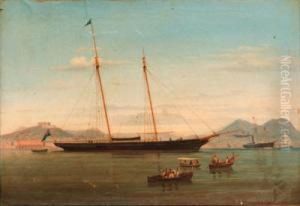A Schooner Yacht Of The Royal Northern Yacht Club Lying At Anchorin Naples Bay