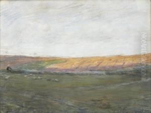 Paisagem Com Figura E Galinhas No Campo by Jose Julio de Souza-Pinto