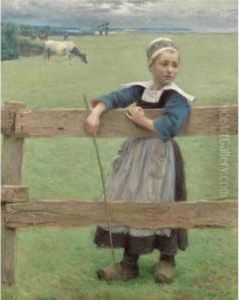 A Pequena Guardadora De Vacas (the Little Cowherd) by Jose Julio de Souza-Pinto