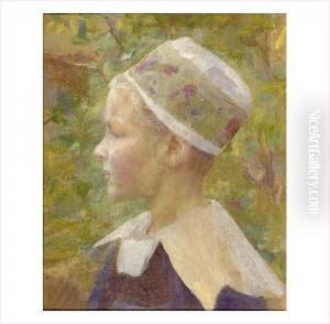 Marguerite, Fille De L'artiste, Vue De Profil by Jose Julio de Souza-Pinto