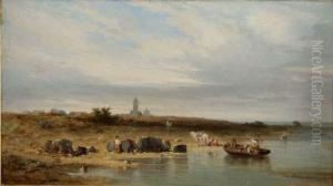 Bord De Mer Pres De L'eglise Du Bourg De Batz by Charles Emile Vacher De Tournemine