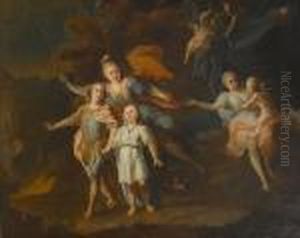 An Allegorical Portrait With Athene Bestowing Wisdom On Three Noble Children by Francois de Troy