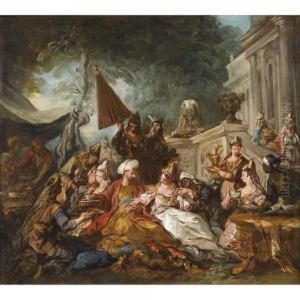 Scene Orientale Ou Le Banquet D'esther by Jean Francois de Troy