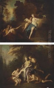 Diana And Her Nymphs At The Bath; And Venus And Cupid by Jean Francois de Troy