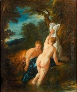 Deux Femmes Au Bain Dans Un Paysage by Jean Francois de Troy