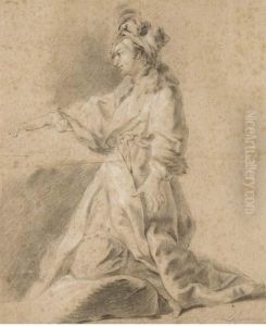 Personnage En Costume Oriental, Vu De Profil Vers La Gauche by Jean Francois de Troy