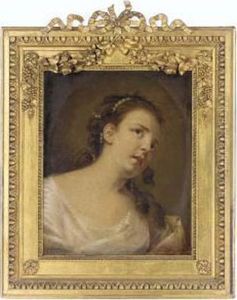 Portrait Of A Lady, Bust-length, With Pearls In Her Hair by Jean Francois de Troy