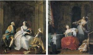 Salon Interiors With Figures by Jean Francois de Troy
