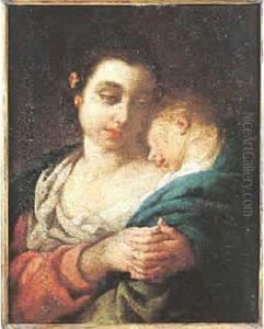 . Femme Avec Son Enfant. Toile . Femme Avec Son Enfant. Toile