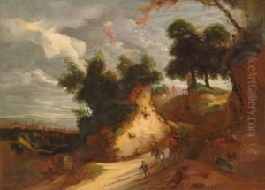 Flandrische Landschaft Miteiner Bewachsenen Dune Und Figurlicher Staffage