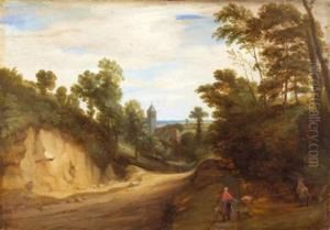Paysage Aux Promeneurs Pres Du Village by Lodewijk De Vadder