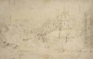 A View Of The Village Of Vorst In South-west Brussels by Lodewijk De Vadder