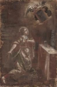 A Vision Of A Female Saint by Juan De Valdes Leal