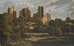 A View Of The Castle Of Pierrefonds by Pierre-Henri de Valenciennes