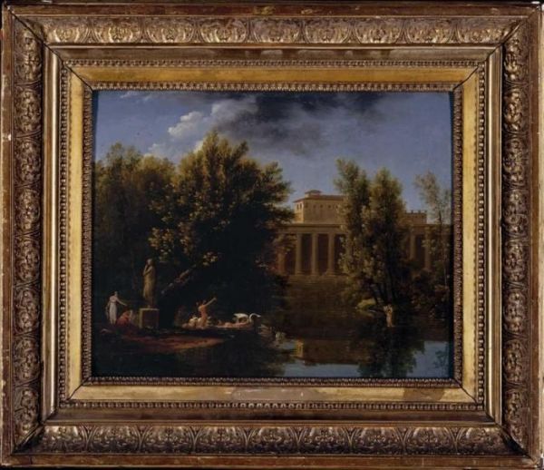 Nymphs Bathing In A Classical Landscape - view 1