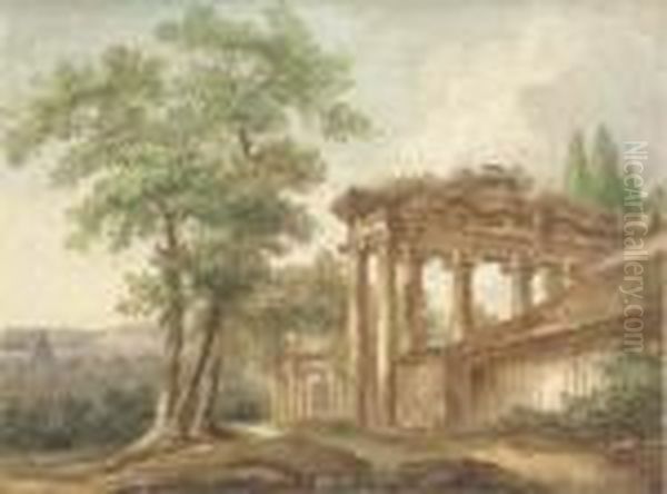 An Italianate Landscape With Classical Ruins - view 1