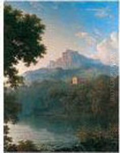 A Landscape With A Classical Temple Overlooking A Lake
