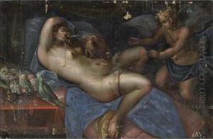 Venus Reclining With Cupid by Dirck de Quade Van Ravesteyn