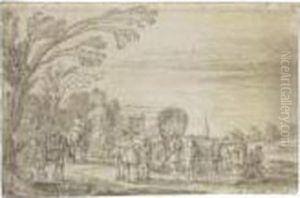 Bandits Holding Up Two Waggons
