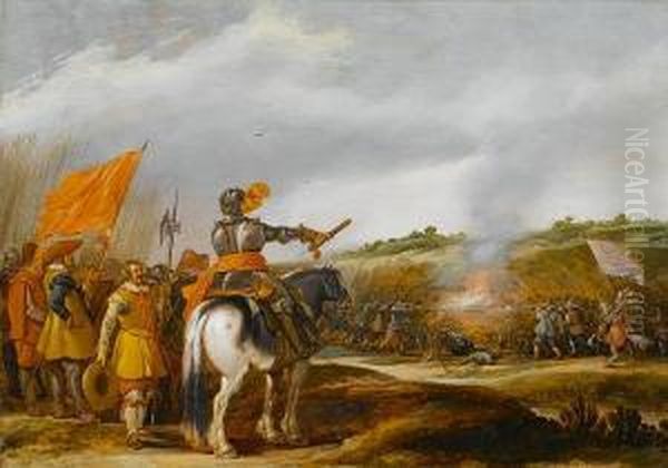 A Mounted General Addressing His Troops, Aninfantry Battle Beyond - view 1