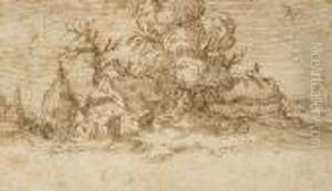 Une Chaumiere Dans Un Paysage by Esaias Van De Velde