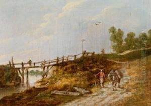 Asinaio In Un Paesaggio Con Ponte Di Legno by Esaias Van De Velde