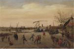 Winter Landscape With Skaters by Esaias Van De Velde