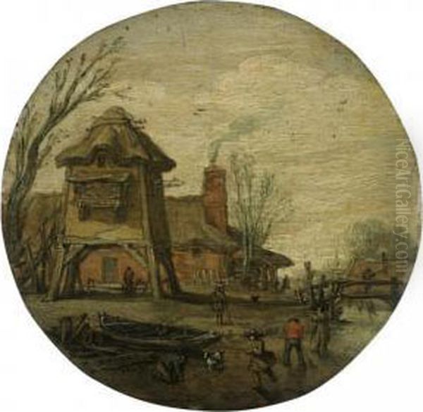 Winter Landscape With Figures
Skating And Playing Kolf On A Frozen River
Before A Large Dovecote And A Cottage - view 1