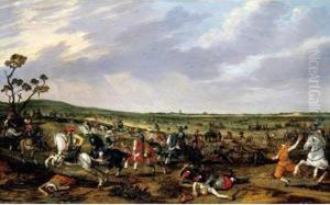 A Battle Scene In An Open Landscape by Esaias Van De Velde