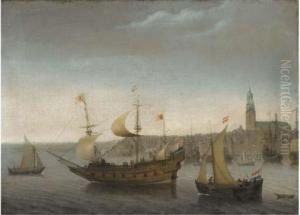 A View Of Vlissingen With Shipping
