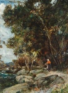 A Path By The River by Joseph Vickers De Ville