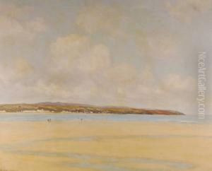 Oil On Canvas,extensive Beach Scene At Beaumaris , Signed And Dated 1911,28" X 36" by Joseph Vickers De Ville