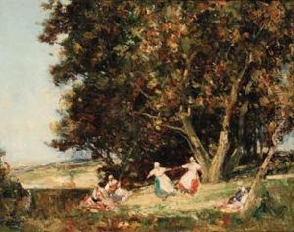 Figures Dancing In A Rustic Landscape; And Figures Resting On Acountry Path - view 1