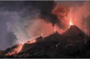Landscape With Volcanos Erupting by Camillo da Vito