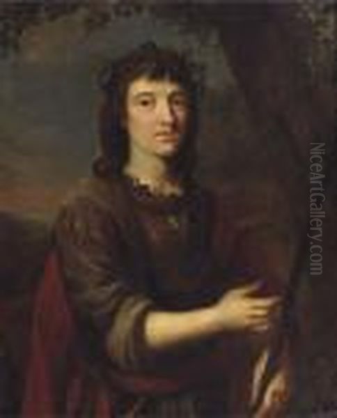 Portrait Of A Young Man, Half-length, In A Wooded Landscape - view 1