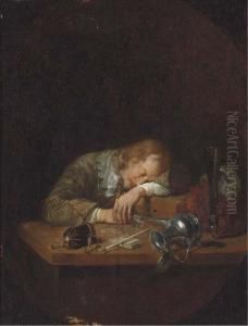 A Man Asleep On A Table by Arie de Vois