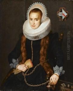 Bildnis Einer Dame Mit Pelzverbramten Mantel Und Muhlsteinkragen by Cornelis De Vos