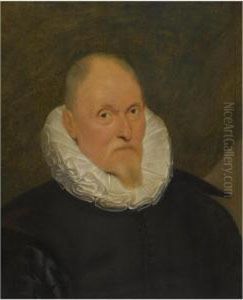 Portrait Of A Man, Head And Shoulders, With A Black Costume And A White Ruff by Cornelis De Vos