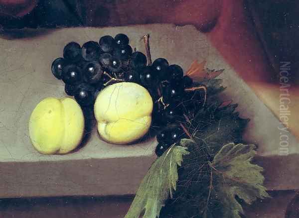 The Sick Bacchus, detail of peaches and grapes, 1591 - view 1