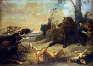 A Wild Boar Attacked By Hounds by Paul de Vos