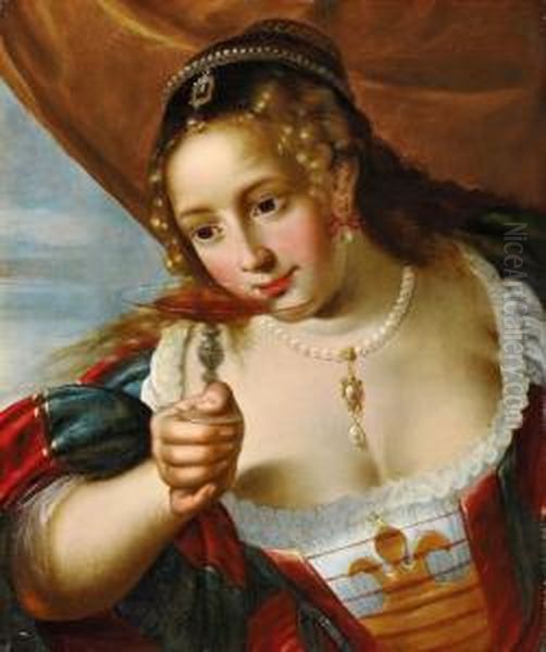 Junge Dame Mit Rotweintazza - view 1