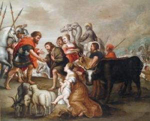 La Conciliazione Di Giacobbe Ed Esau by Simon de Vos