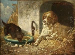 Chienne Et Son Chiot by Vincent de Vos