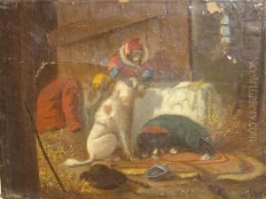 Singe Et Chiens Savants by Vincent de Vos