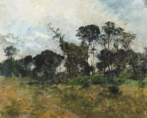 Sommerliche Wiesenlandschaft Am Waldrand. by Felix Dominique De Vuillefroy