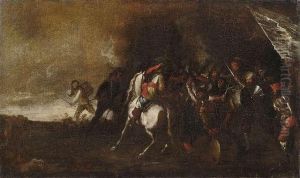 Battle Scene With Cavalry And Infantry by Cornelis de Wael