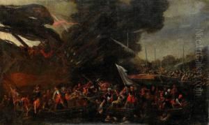Bataljscen Mellan Turkar Och Europeer by Cornelis de Wael