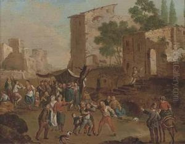 A Brawl In A Market Place - view 1