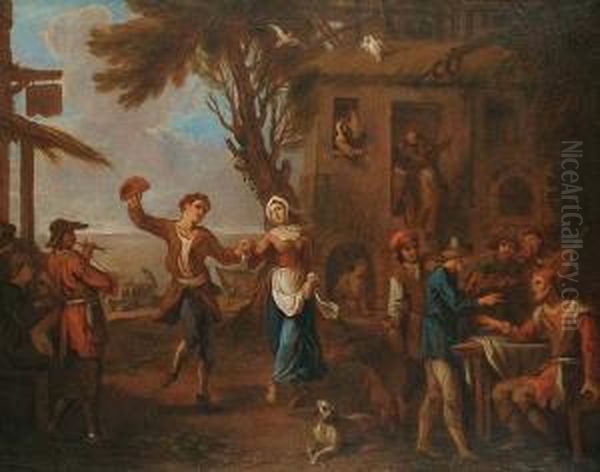 A Village With Peasants Dancing And Merry-making Outside An Inn - view 1